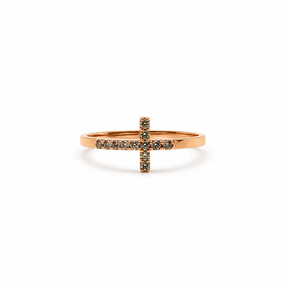 Anillo Cruz Oro Rosado 18K