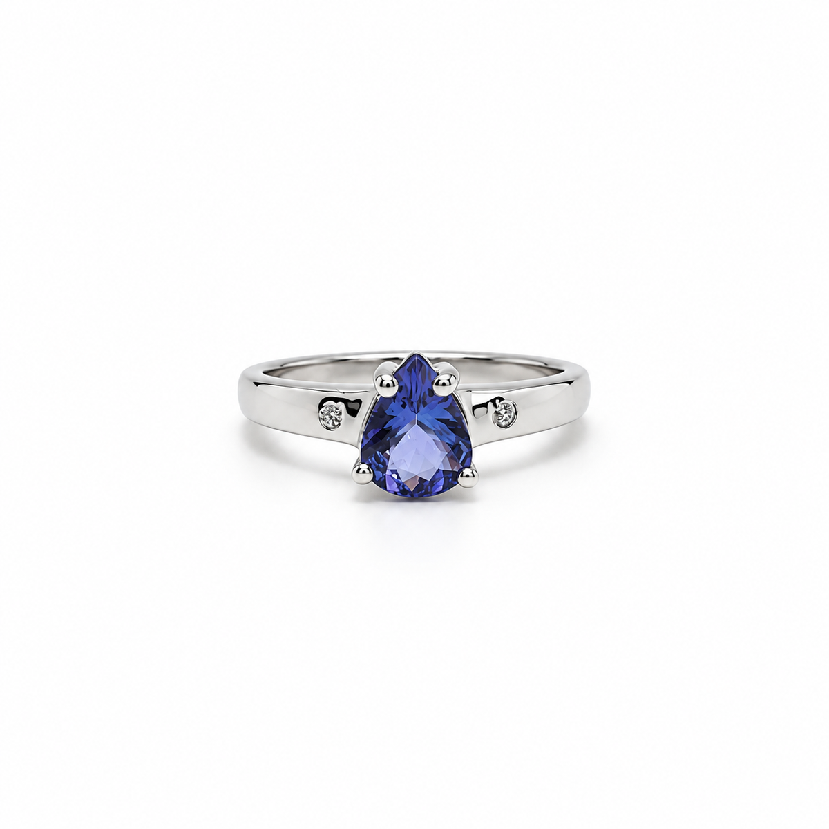 Anillo Gota Tanzanita Plata Rodinada