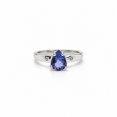 Anillo Gota Tanzanita Plata Rodinada