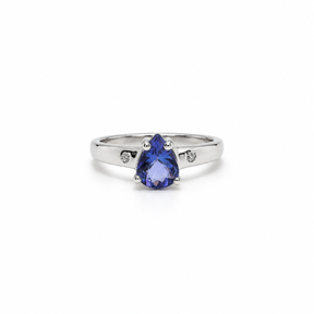 Anillo Gota Tanzanita Plata Rodinada