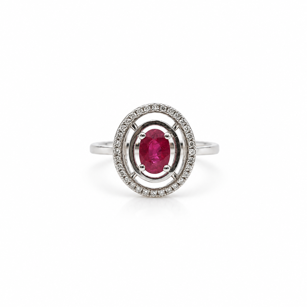 Anillo Halo Rubí