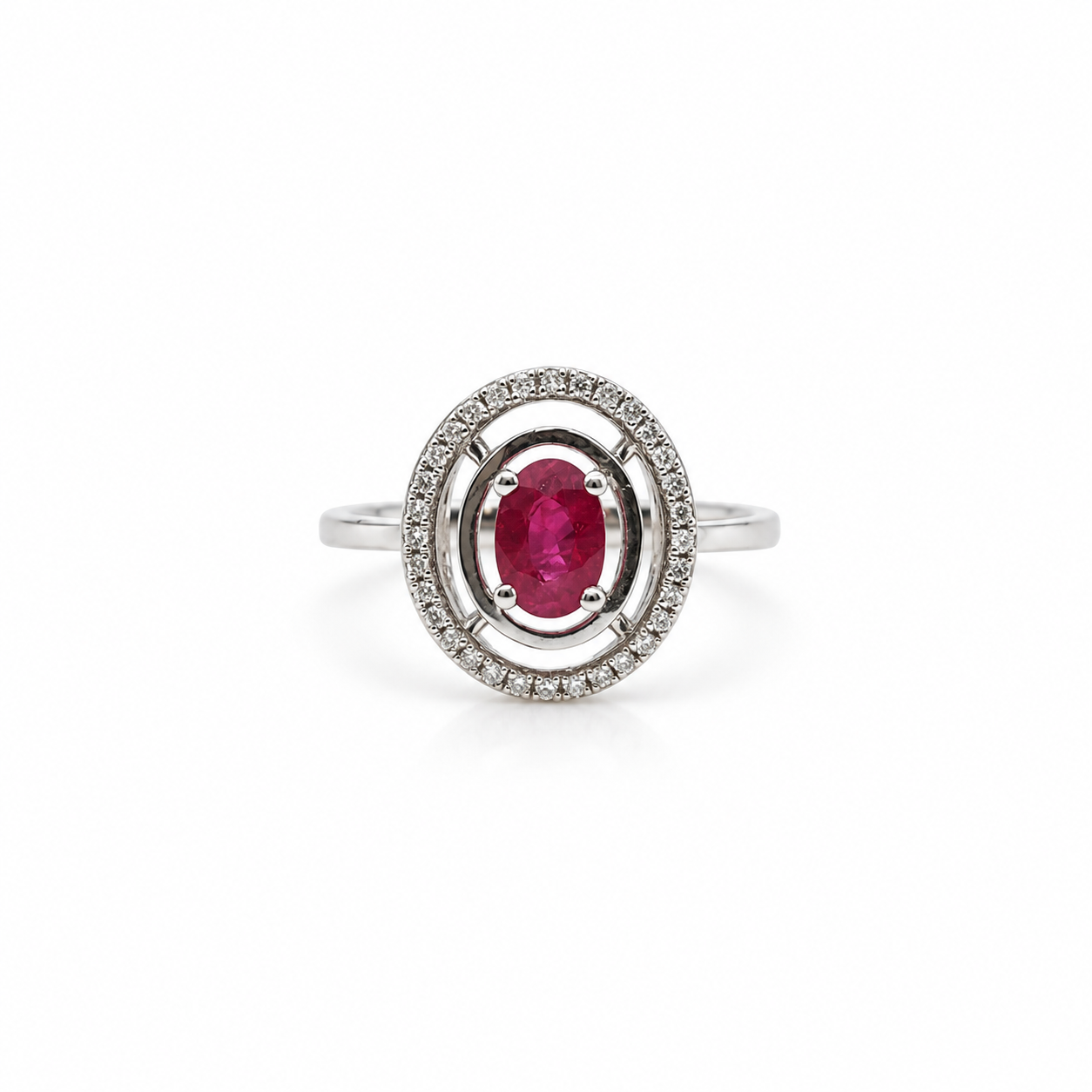Anillo Halo Rubí