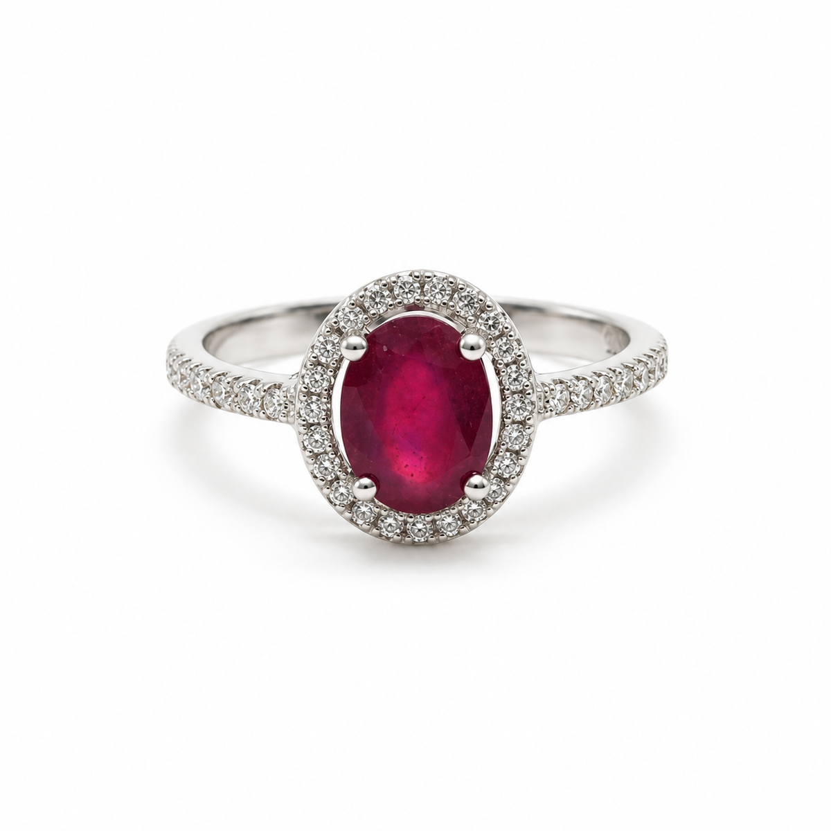 Anillo Rubí Oval Plata Rodinada Circones