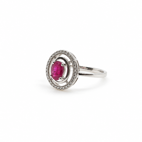 Anillo Halo Rubí