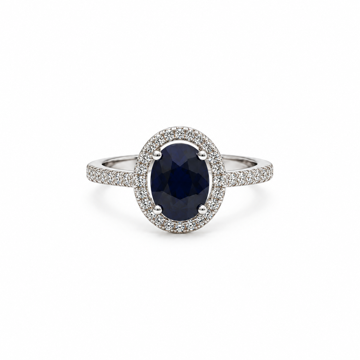 Anillo Zafiro Oval Plata Rodinada Circones