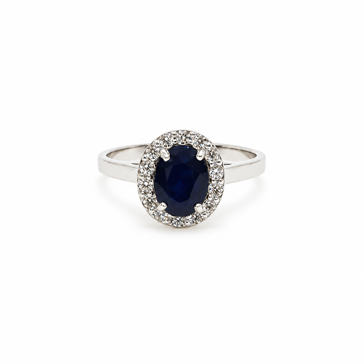 Anillo Zafiro Oval Plata Rodinada