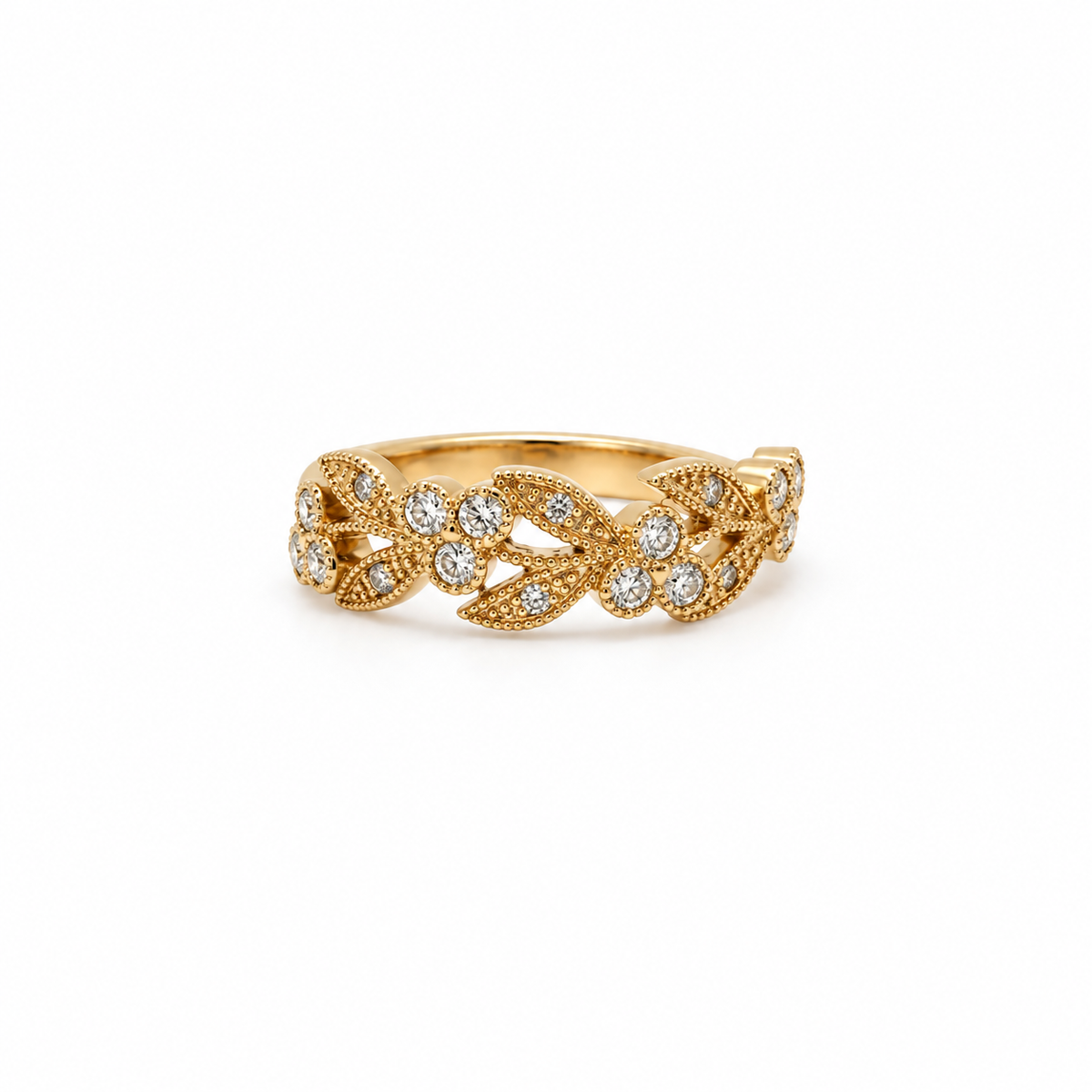 Anillo Flores Oro Amarillo