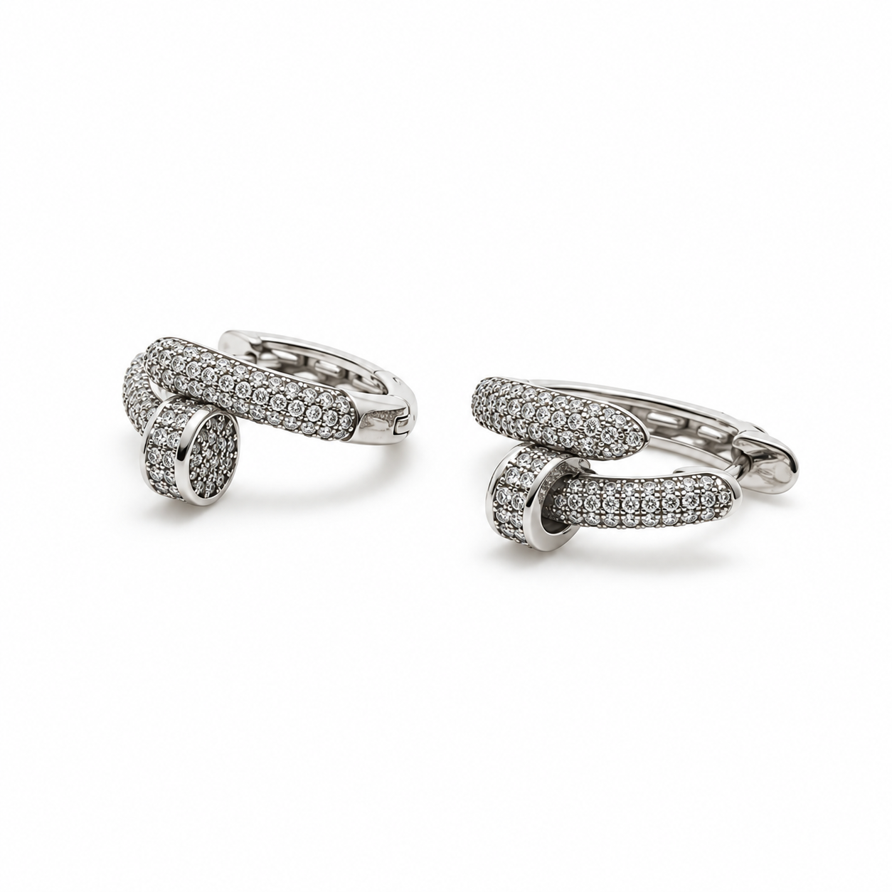 Aros Doble T Plata Rodinada
