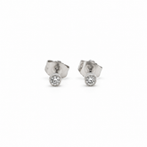 Aros Punto de Luz Bisel Oro Blanco 18K 0,10Ct