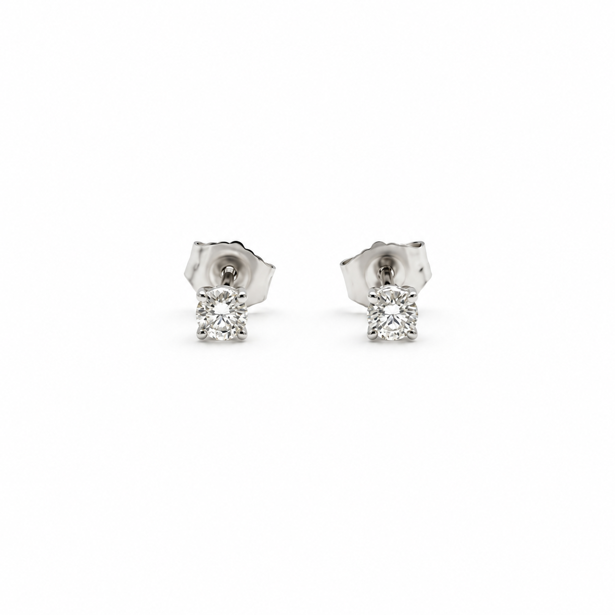 Aros Oro Blanco 18K Punto de Luz 20 Puntos