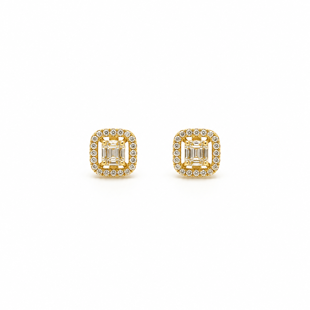 Aros Cuadrados Baguette Oro Amarillo 18K