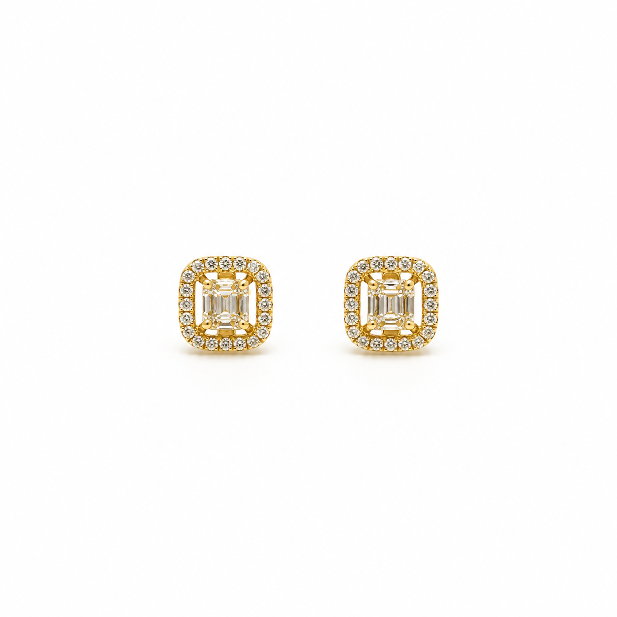 Aros Cuadrados Baguette Oro Amarillo 18K