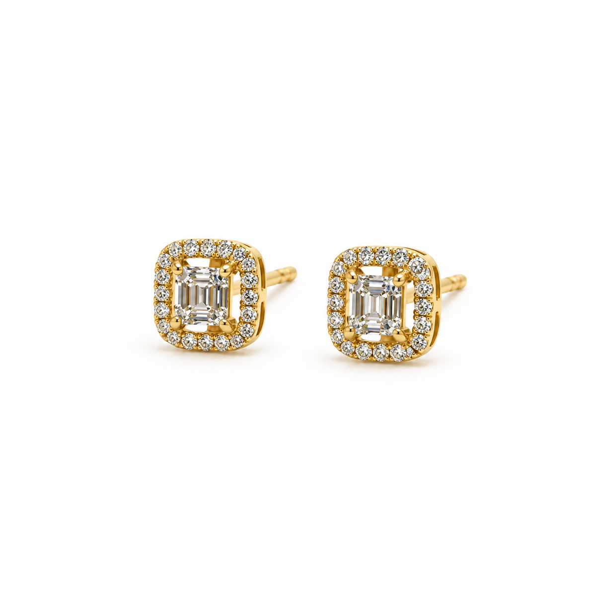 Aros Cuadrados Baguette Oro Amarillo 18K