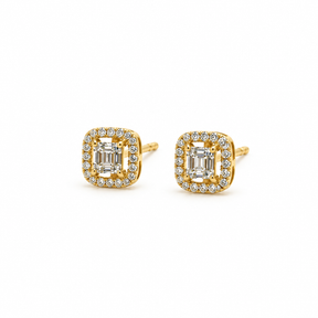 Aros Cuadrados Baguette Oro Amarillo 18K