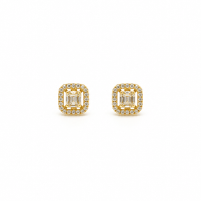 Aros Cuadrados Baguette Oro Amarillo 18K