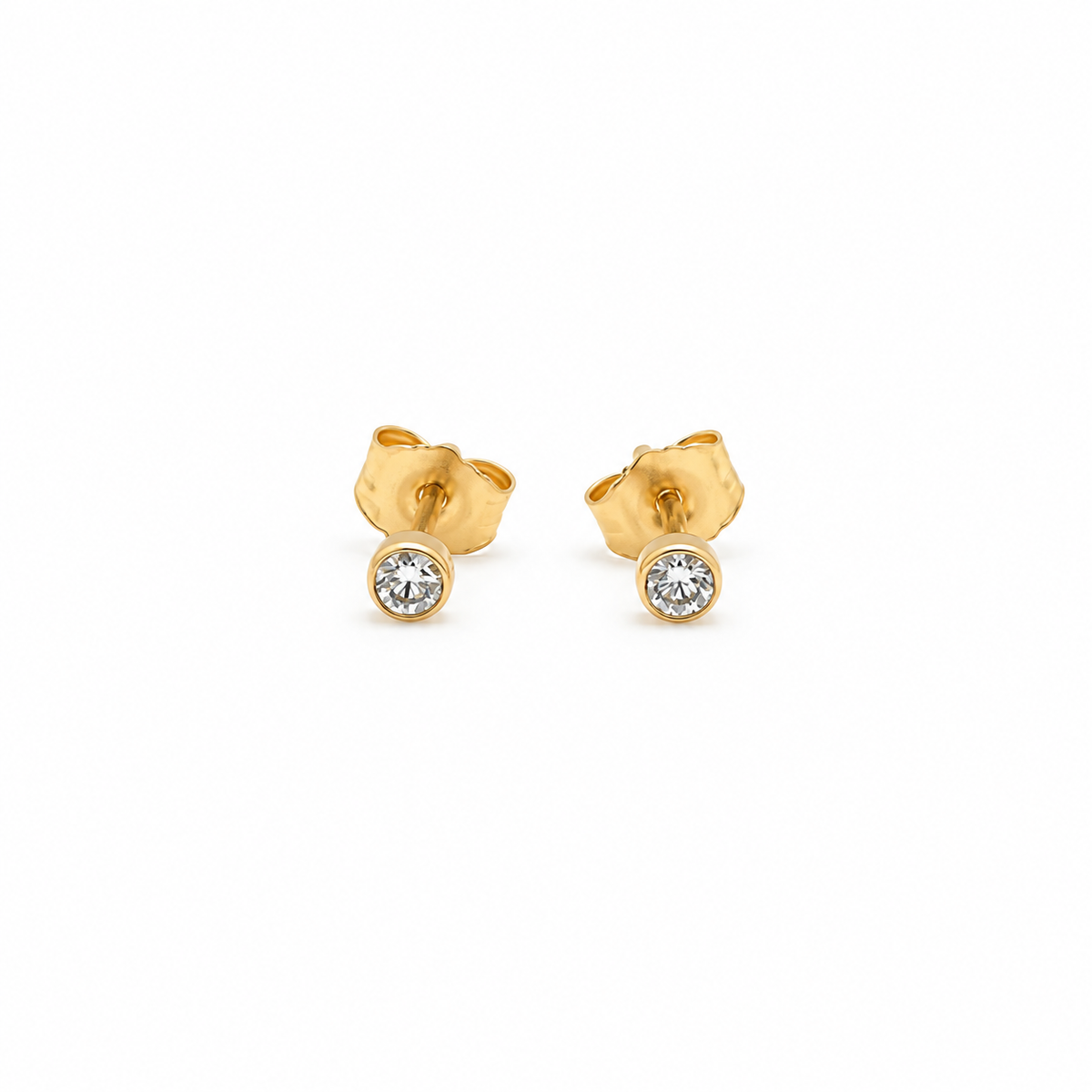 Aros Punto de Luz Bisel Oro Amarillo 18K 0,10Ct