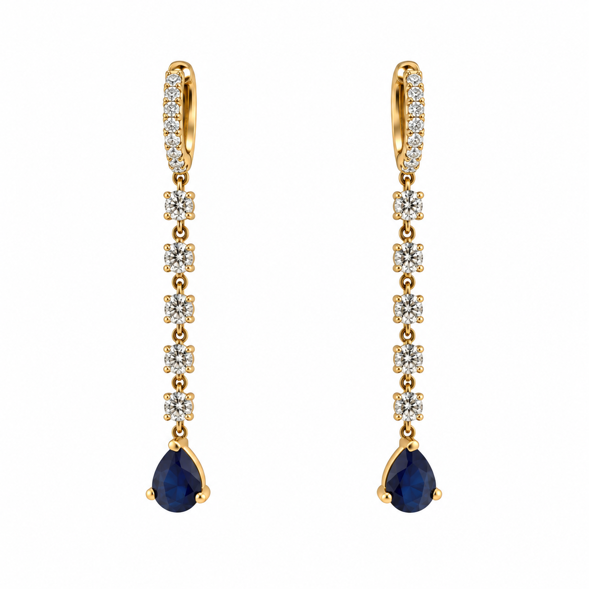 Aros Largos Diamantes Y Zafiros