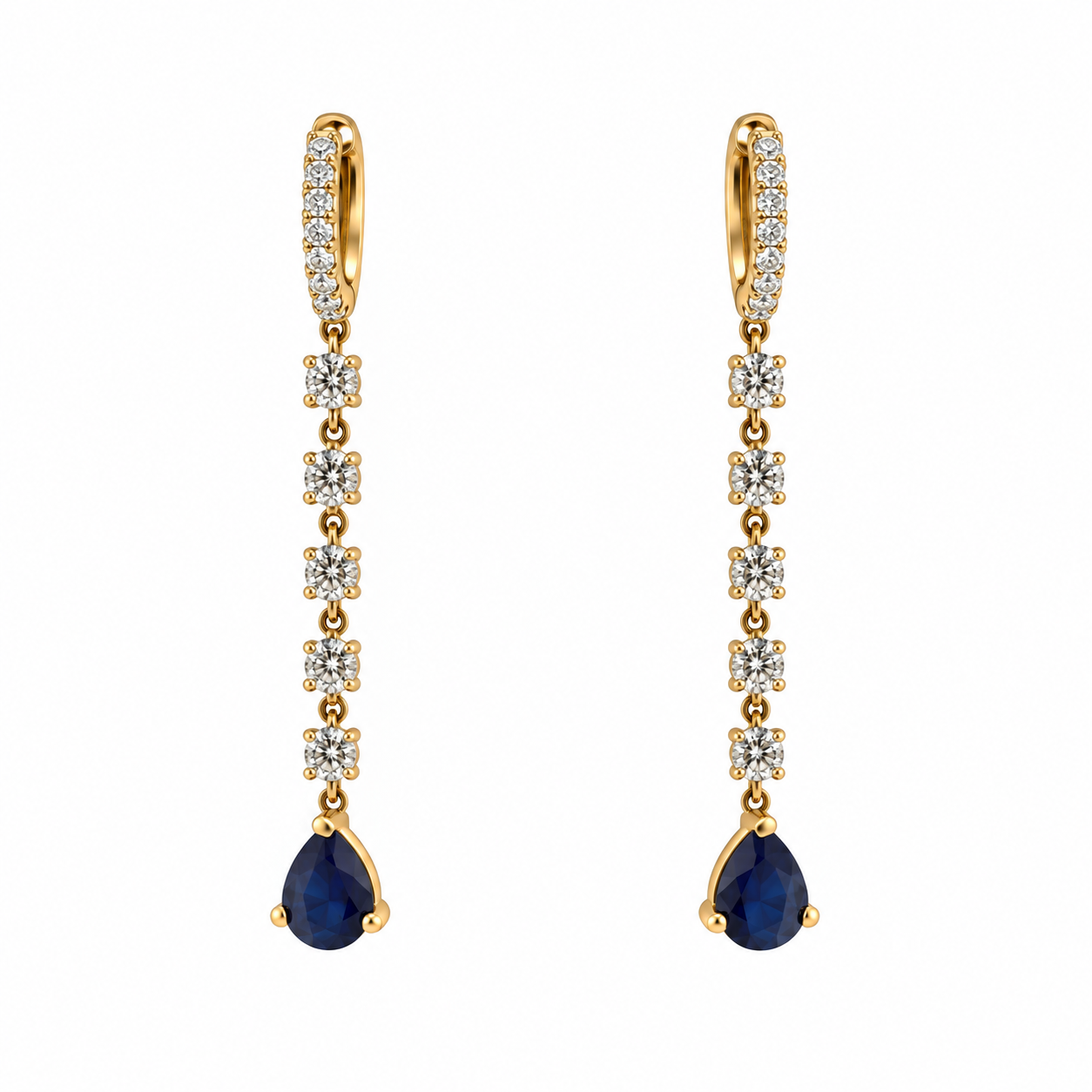 Aros Largos Diamantes Y Zafiros