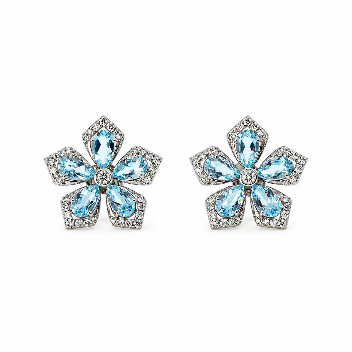 Aros Flor Aguamarina