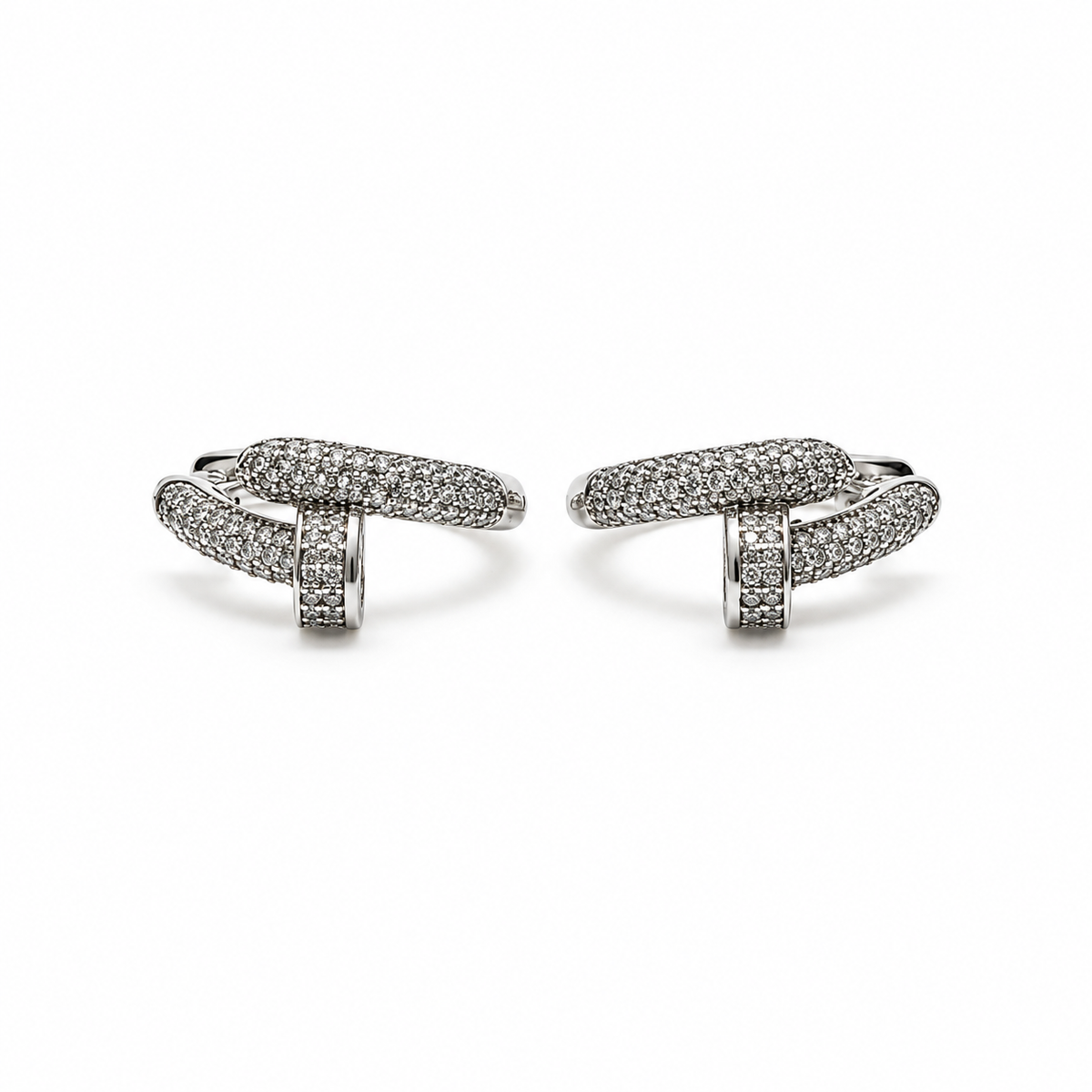 Aros Doble T Plata Rodinada