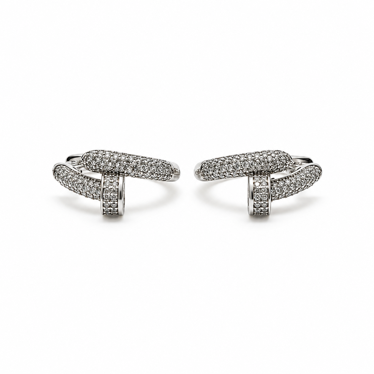 Aros Doble T Plata Rodinada