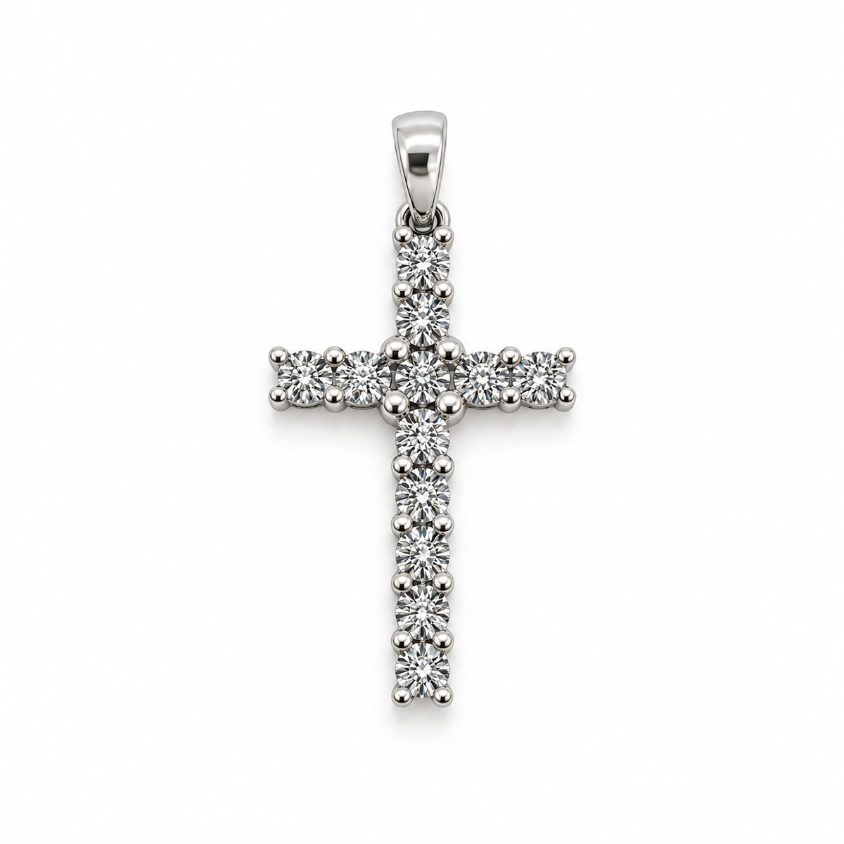 Cruz Oro Blanco 18K Y Brillantes