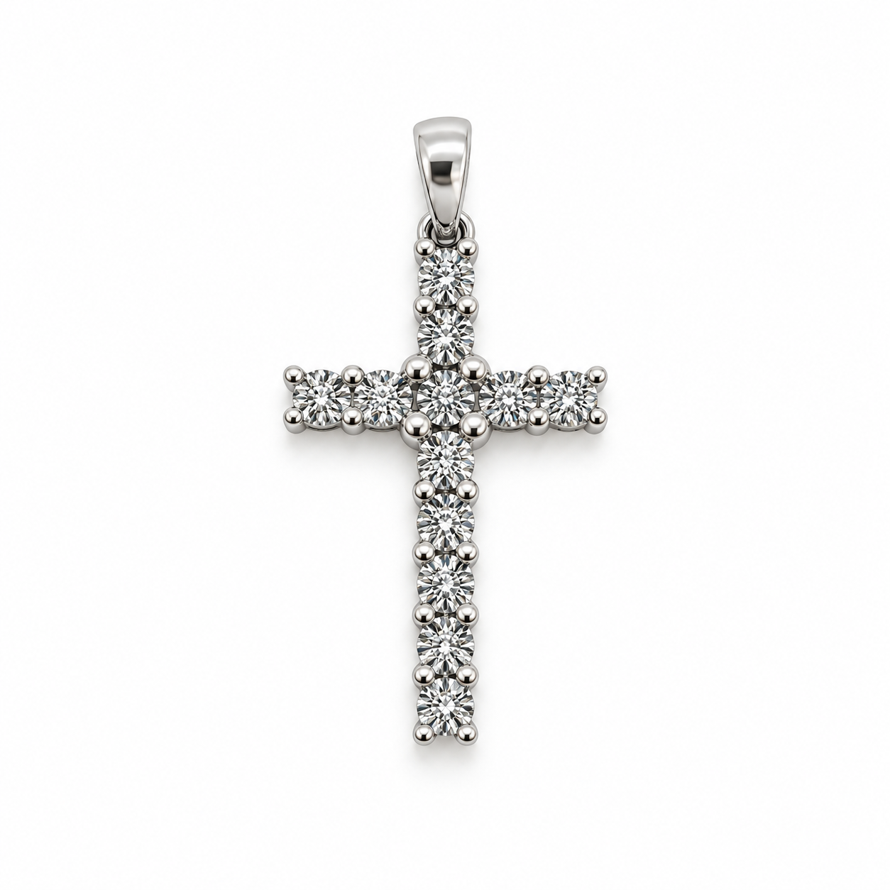 Cruz Oro Blanco 18K Y Brillantes