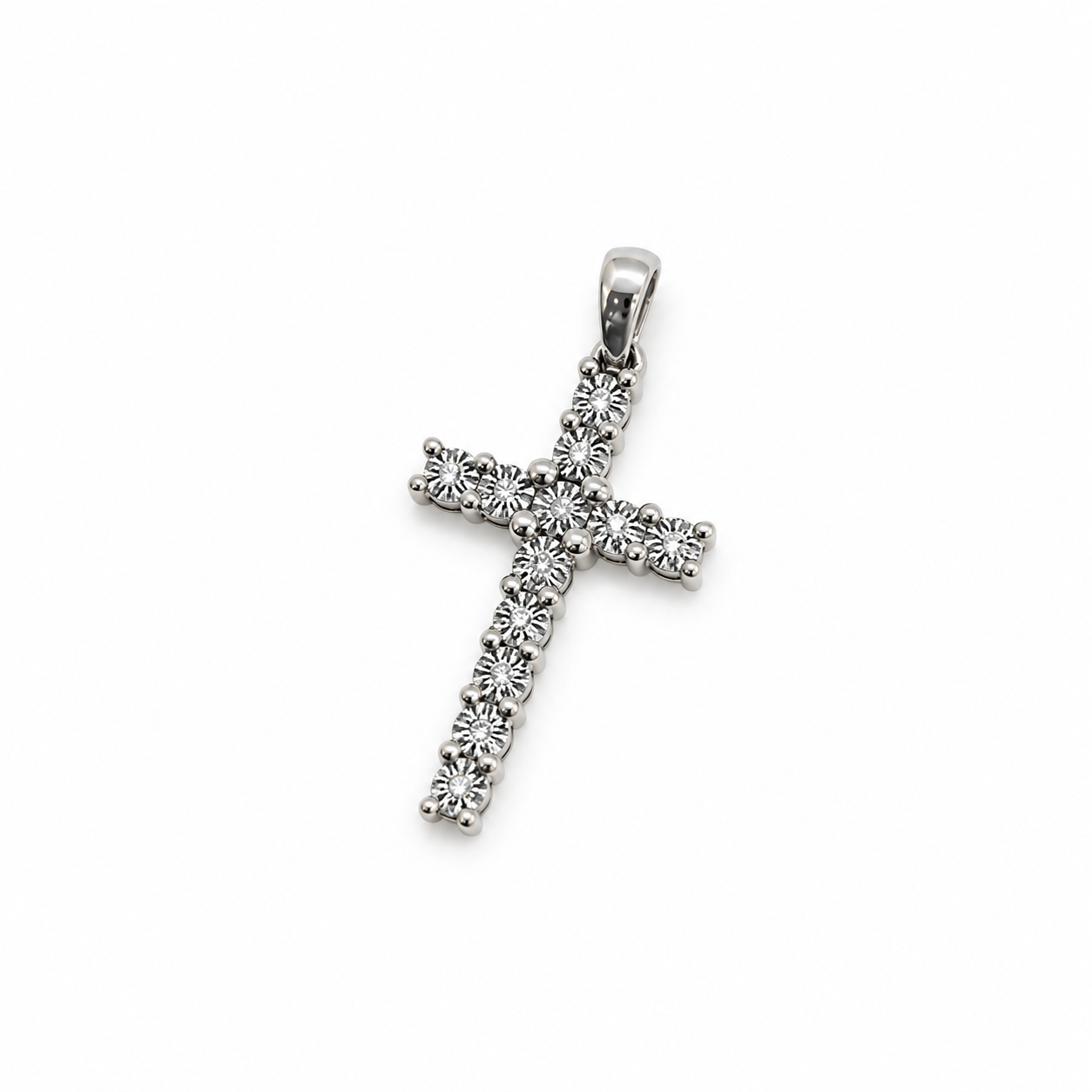 Cruz Oro Blanco 18K Y Brillantes