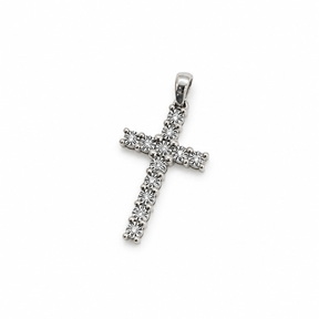 Cruz Oro Blanco 18K Y Brillantes