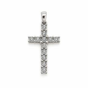 Cruz Oro Blanco 18K Y Brillantes