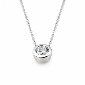 Collar Punto Luz 0,10ct Engaste Bisel Oro Blanco