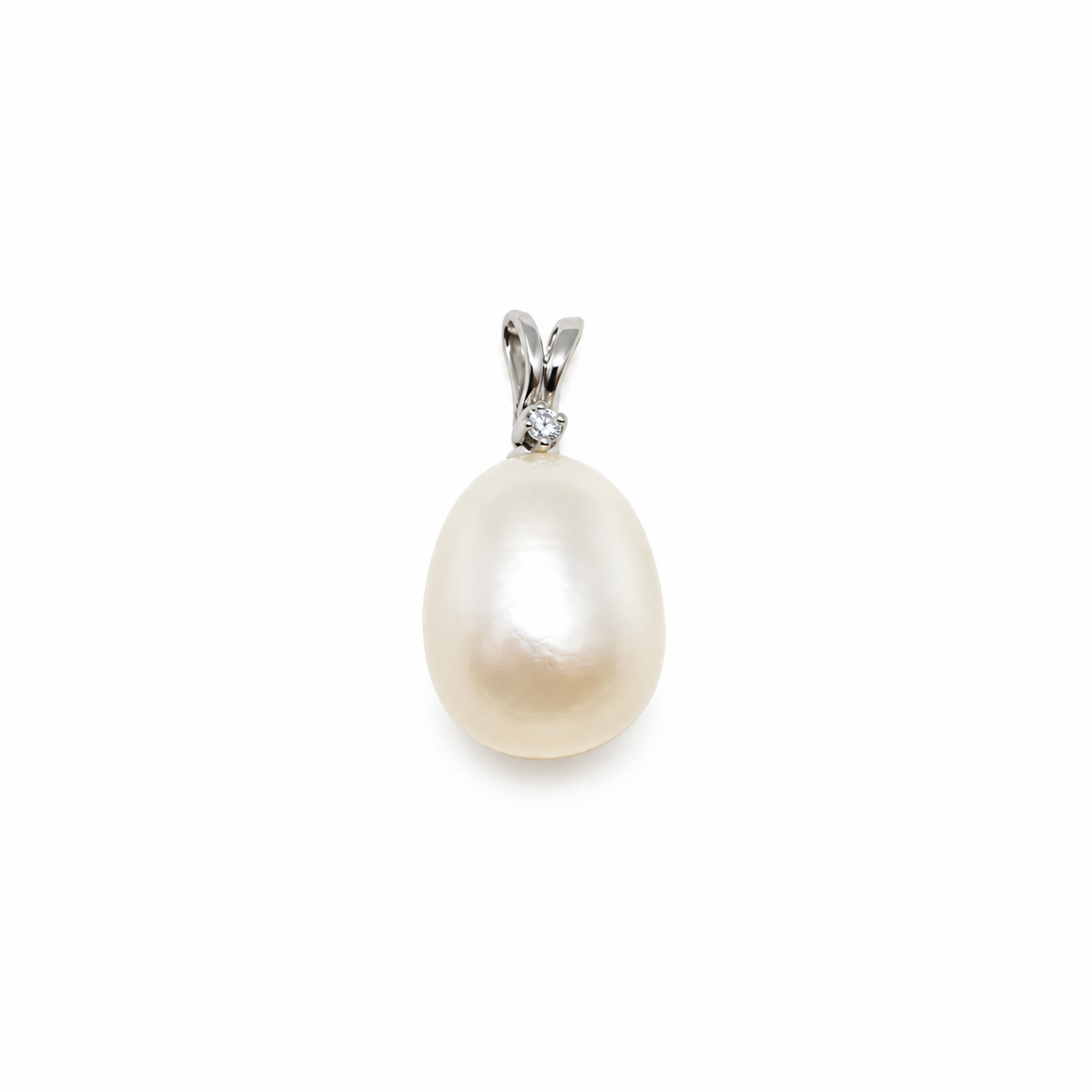 Colgante Perla Cultivada Oro Blanco y Brillante