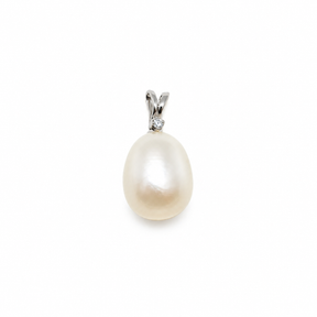 Colgante Perla Cultivada Oro Blanco y Brillante