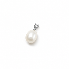 Colgante Perla Cultivada Oro Blanco y Brillante
