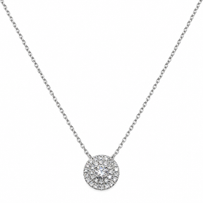 Collar Doble Halo Oro Blanco 18K