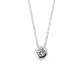 Collar Punto Luz 0,10ct Engaste Bisel Oro Blanco