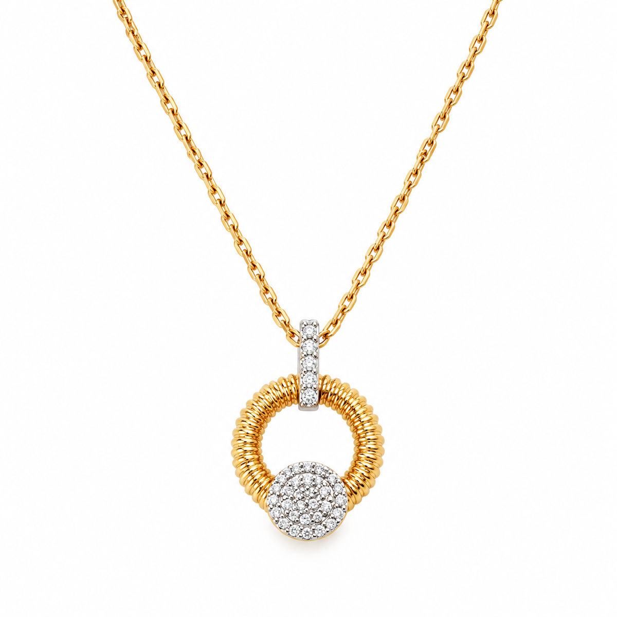 Collar Oro Amarillo 18K Halo Brillantes