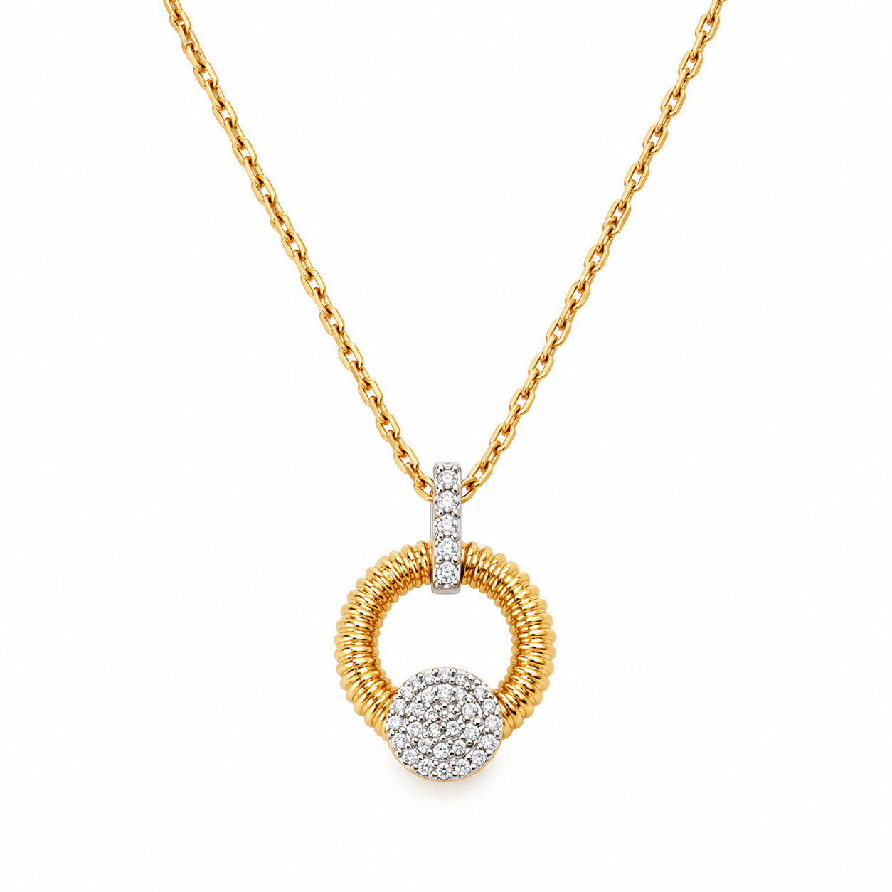 Collar Oro Amarillo 18K Halo Brillantes