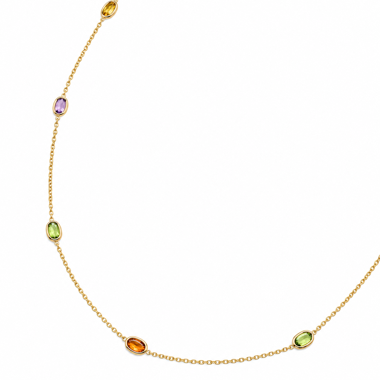 Collar Oro Amarillo Zafiro De Colores