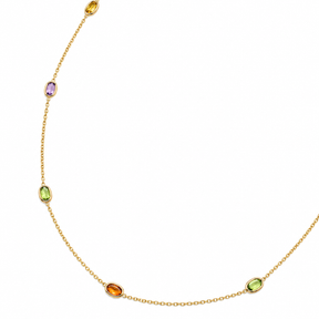 Collar Oro Amarillo Zafiro De Colores