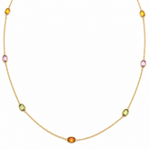 Collar Oro Amarillo Zafiro De Colores