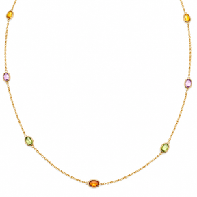 Collar Oro Amarillo Zafiro De Colores