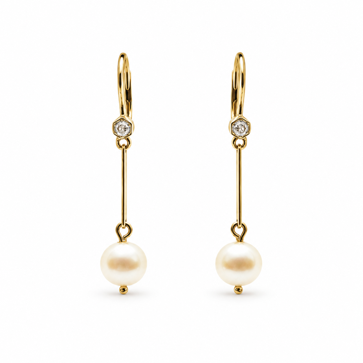Aros Perlas Colgantes Y Brillantes