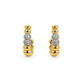 Aros Bolita Oro Amarillo 18K y Brillantes