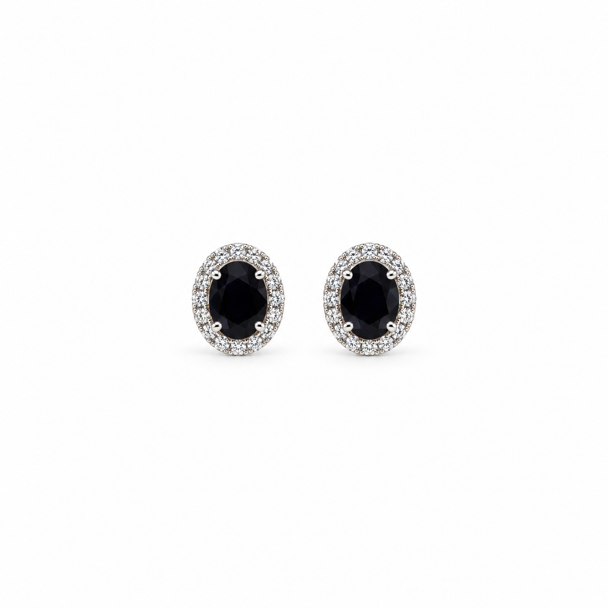 Aros Plata Rodinada Zafiros Oval Y Circones