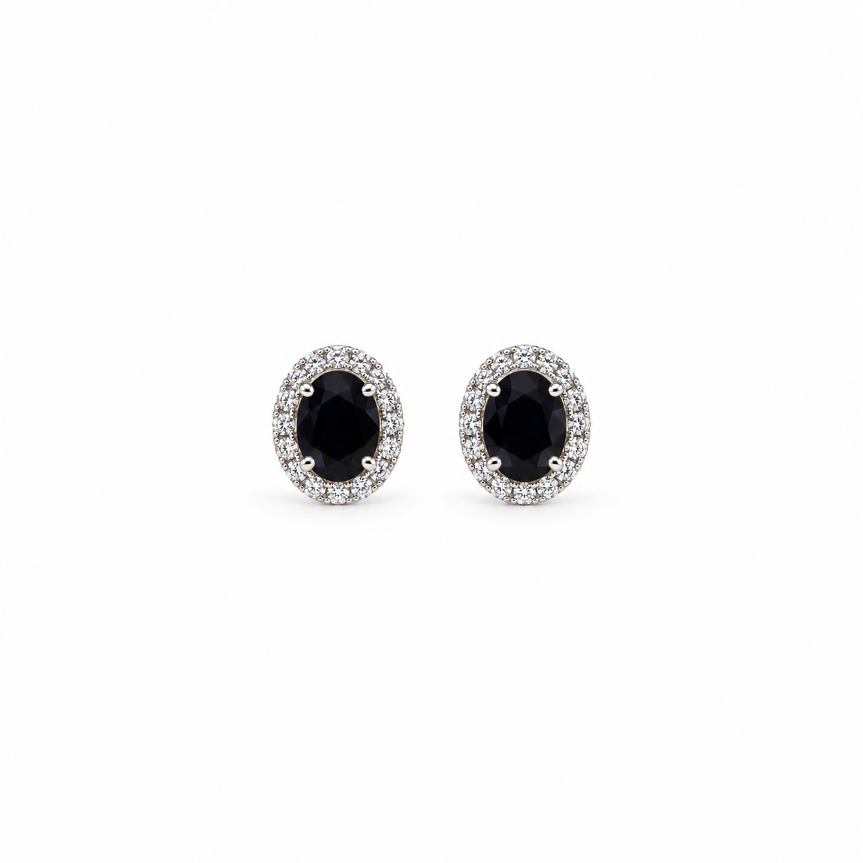Aros Plata Rodinada Zafiros Oval Y Circones