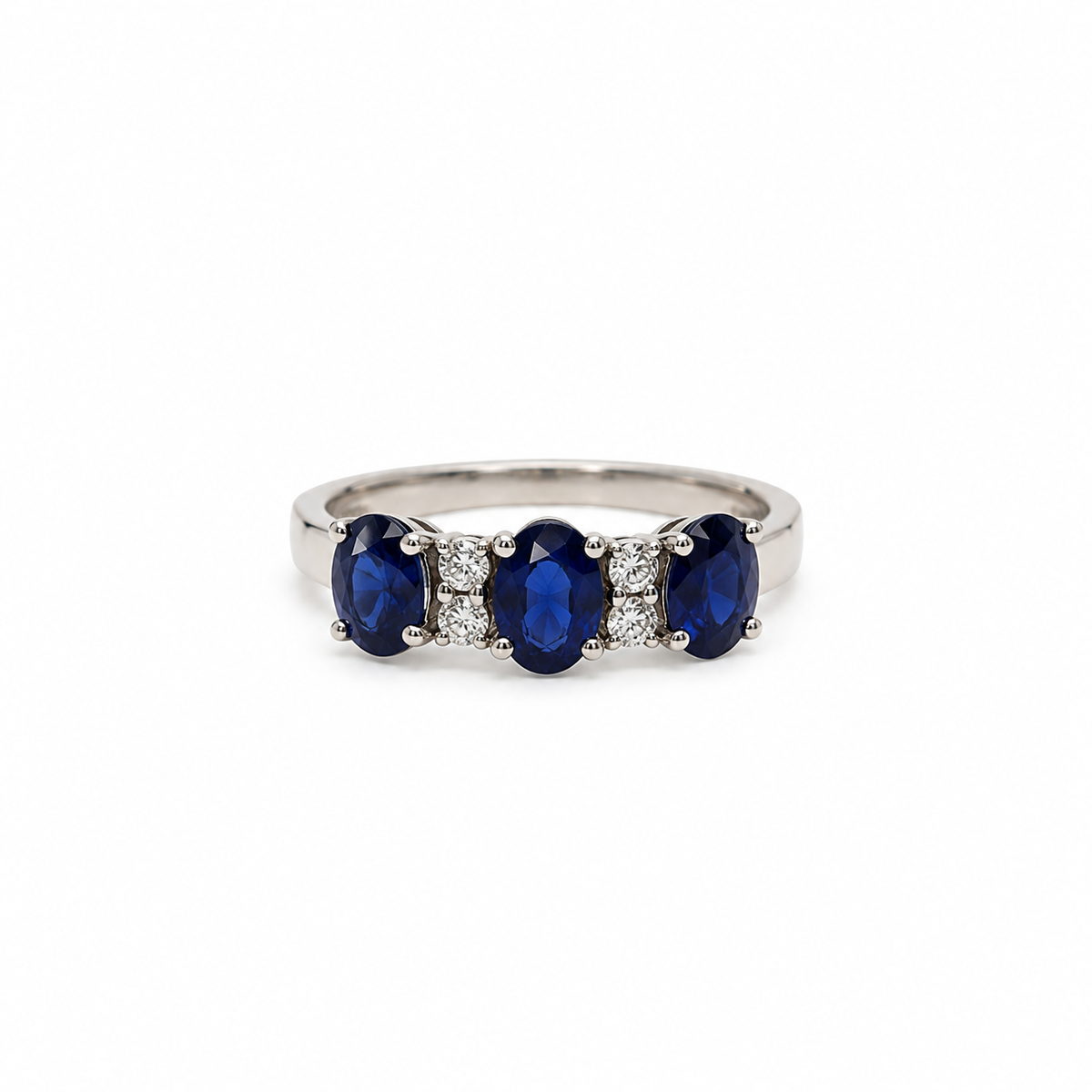Tricillo Zafiro Oval Y  Diamantes