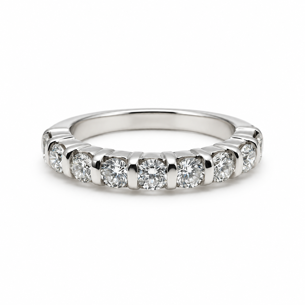 Anillo 9 Diamantes Oro Blanco