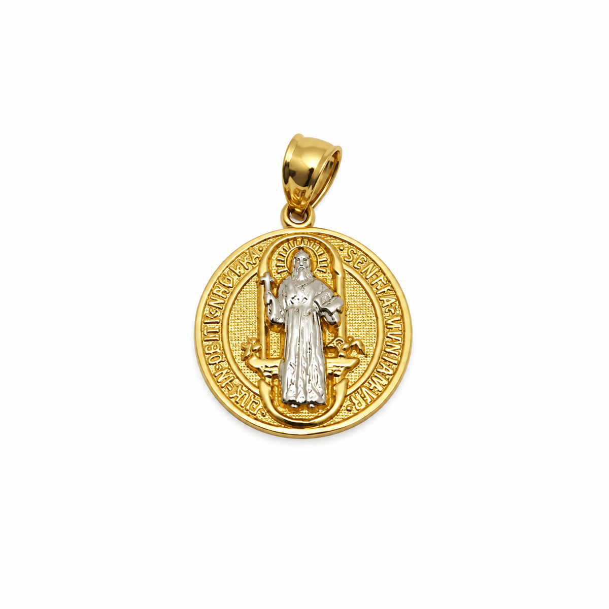 Medalla San Benito Oro Amarillo Y Blanco
