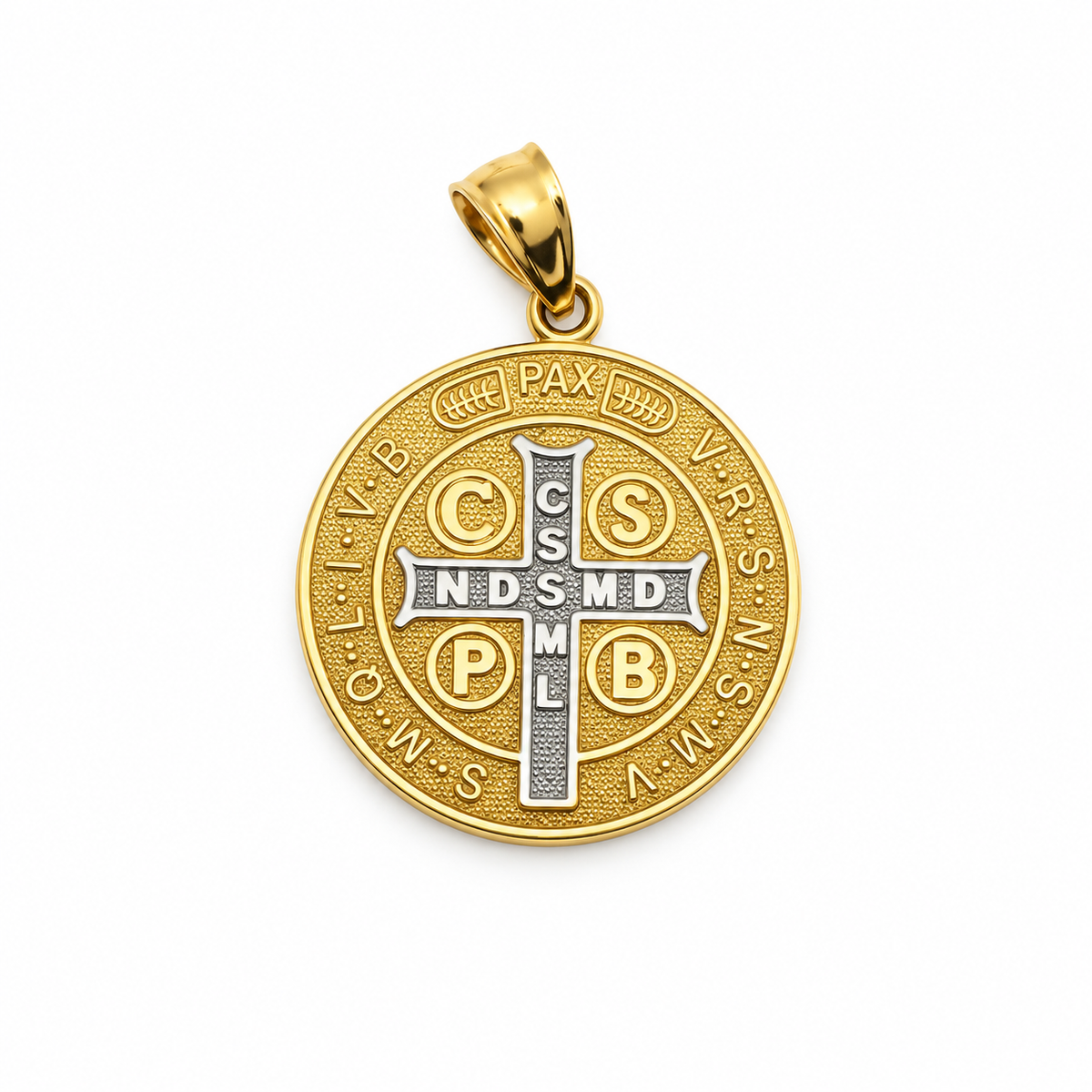 Medalla San Benito Oro Amarillo Y Blanco